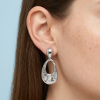 Nadia Silver Textured Teardrop Statement Earrings