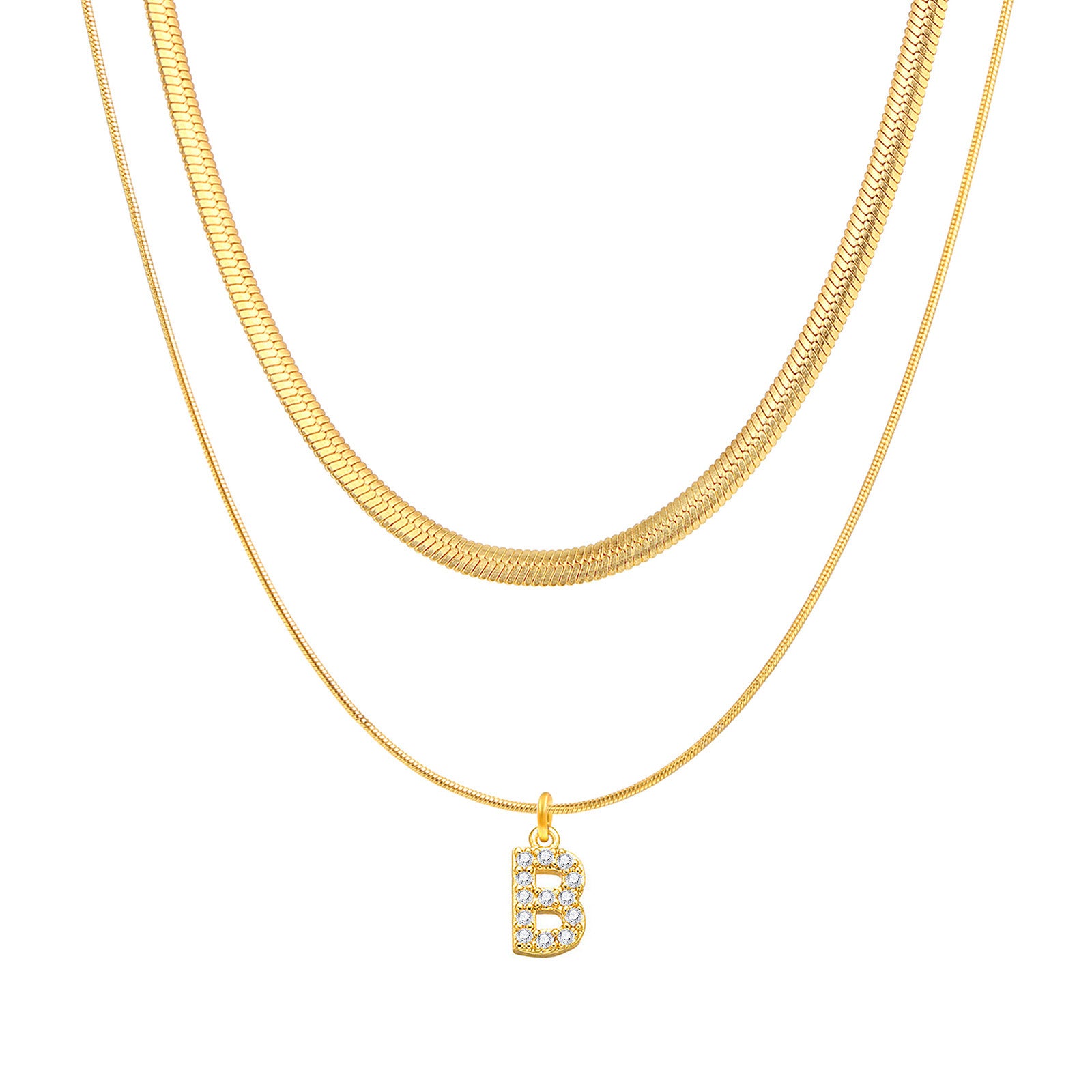 Initial Herringbone Necklace