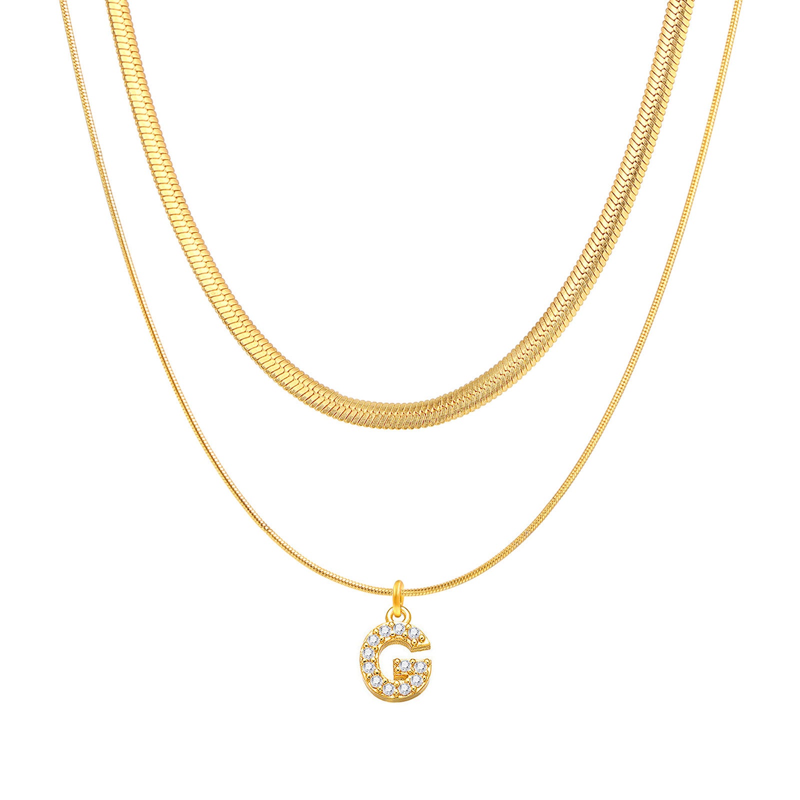 Initial Herringbone Necklace