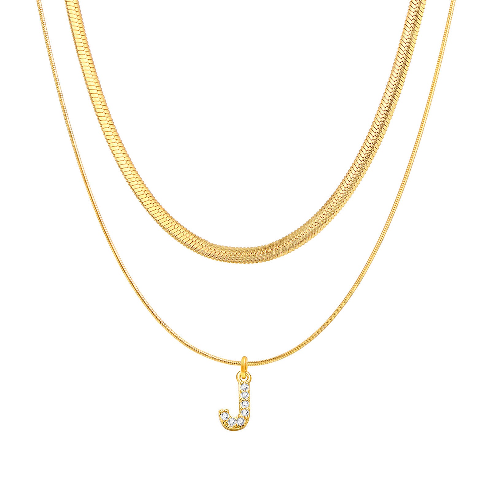 Initial Herringbone Necklace
