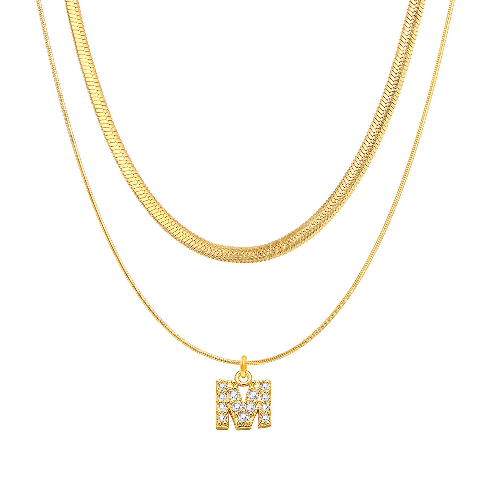 Initial Herringbone Necklace