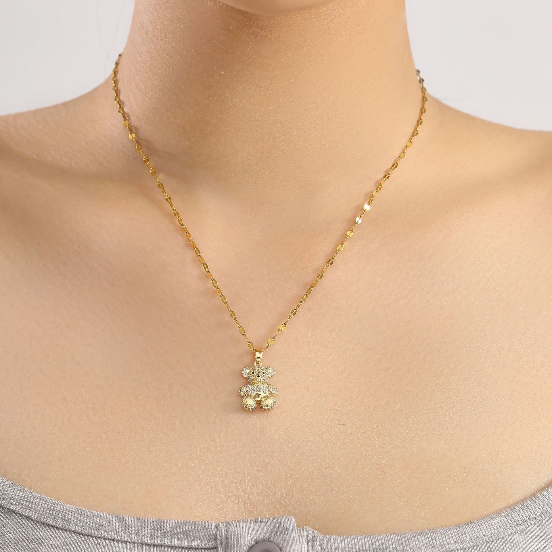 Crystal Teddy Bear Necklace