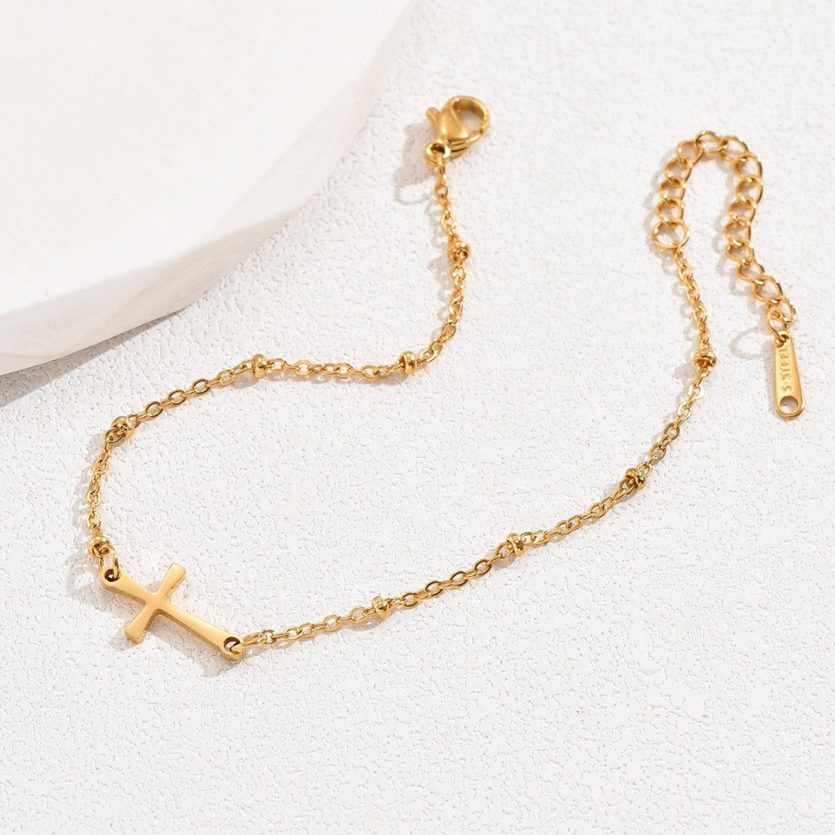 Amira Gold Cross Anklet
