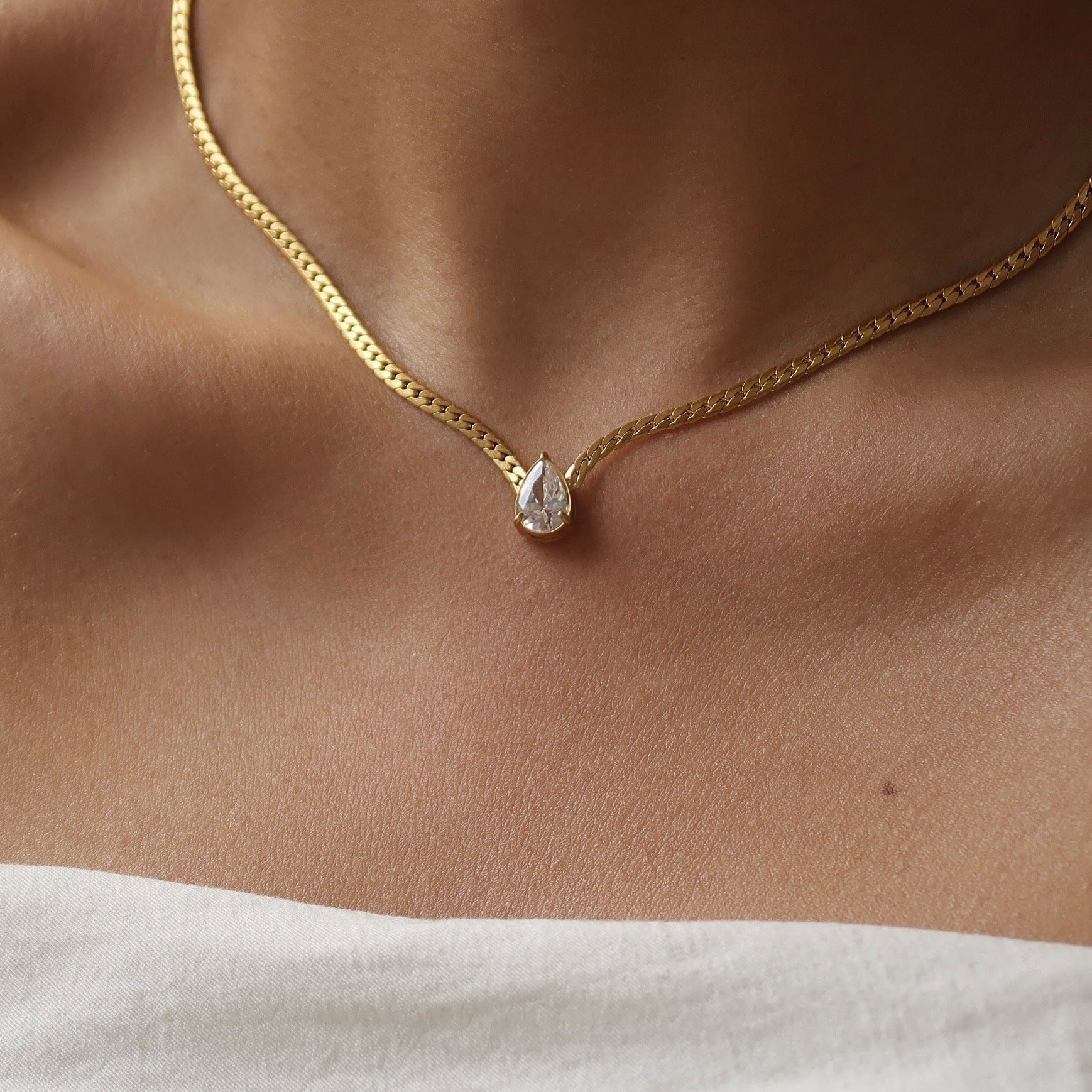 Teardrop Bezel Necklace