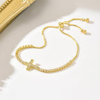 Agnès Gold Sideways Cross Bracelet