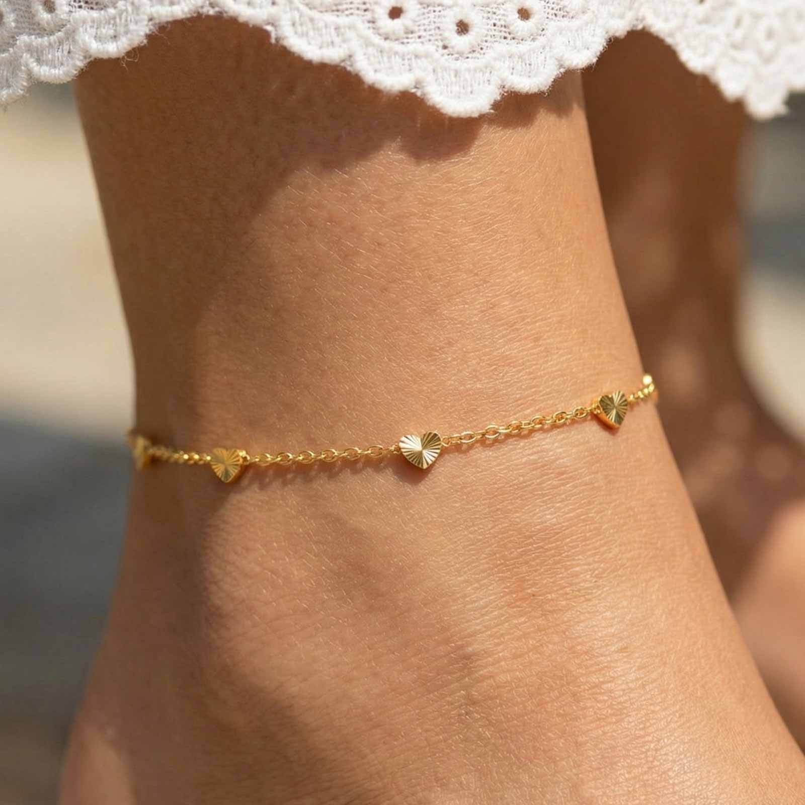 Diamond-Cut Heart Anklet