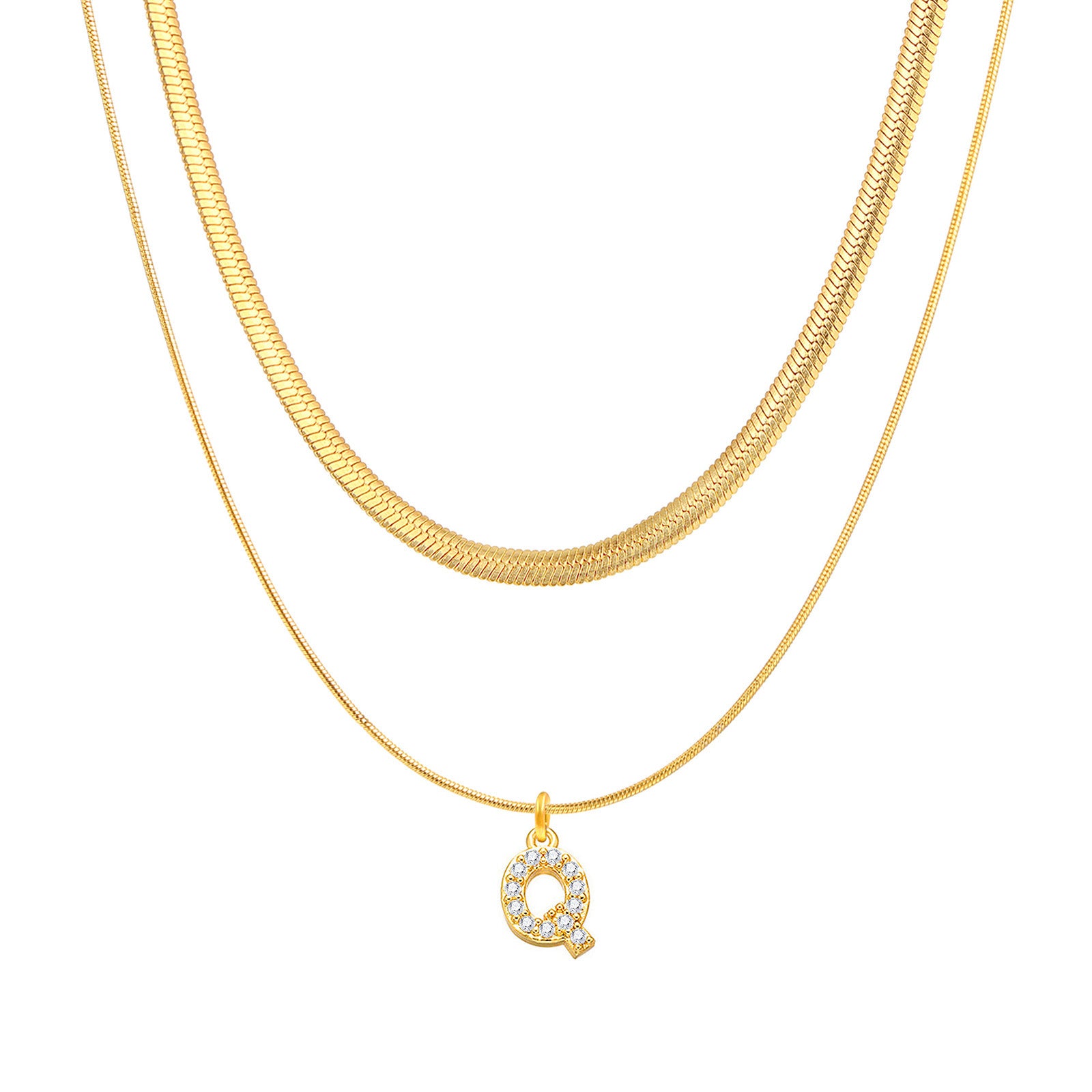 Initial Herringbone Necklace