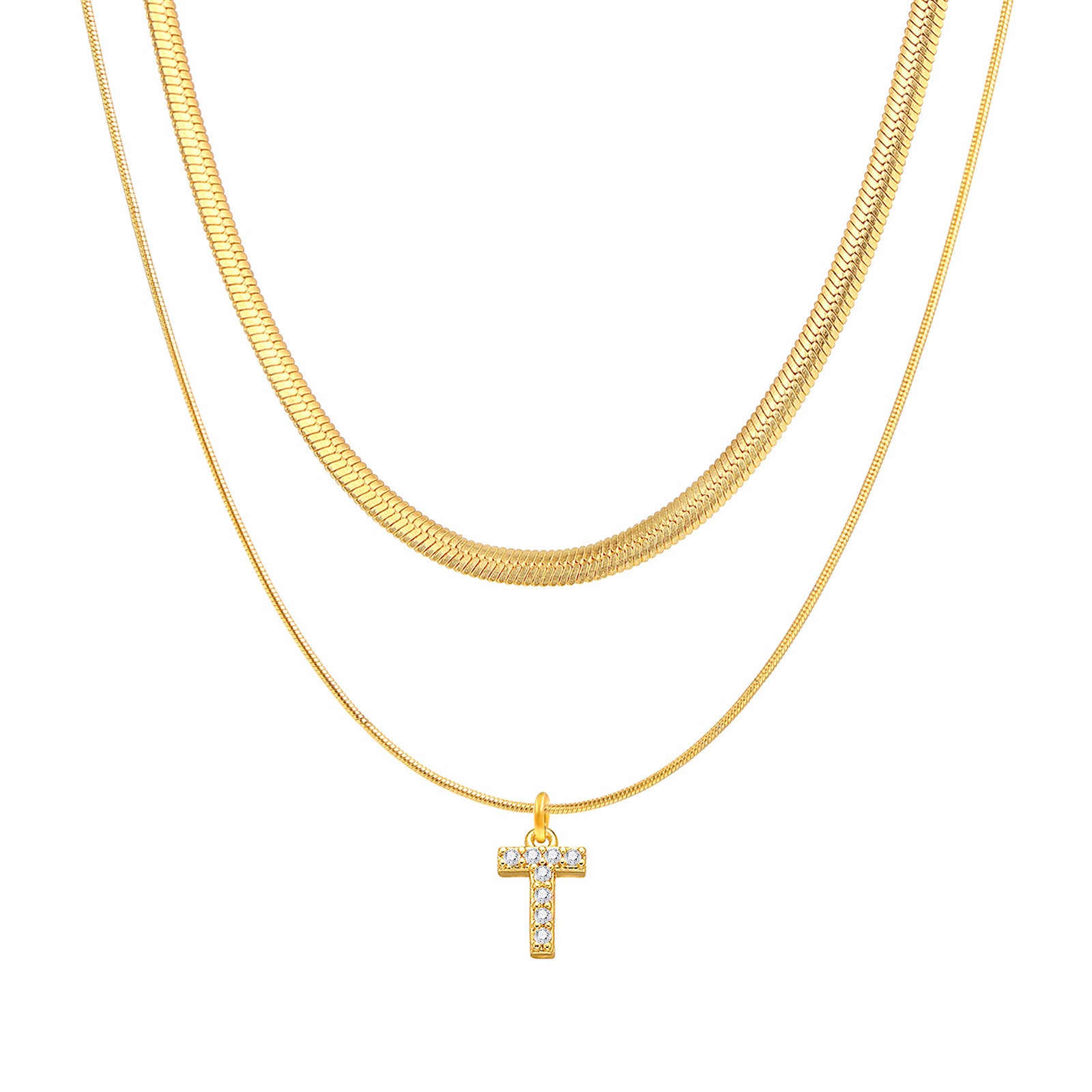 Initial Herringbone Necklace