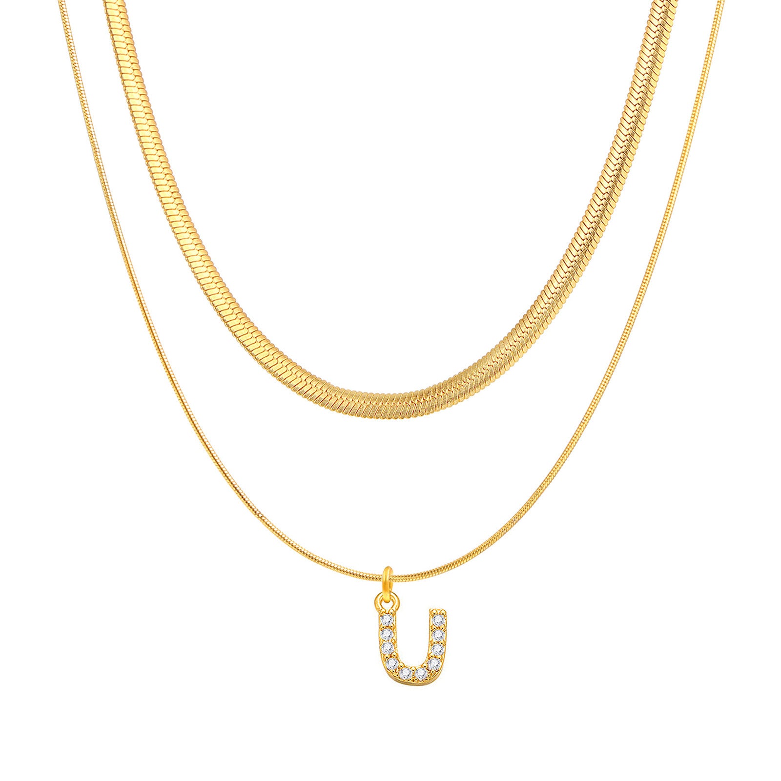 Initial Herringbone Necklace