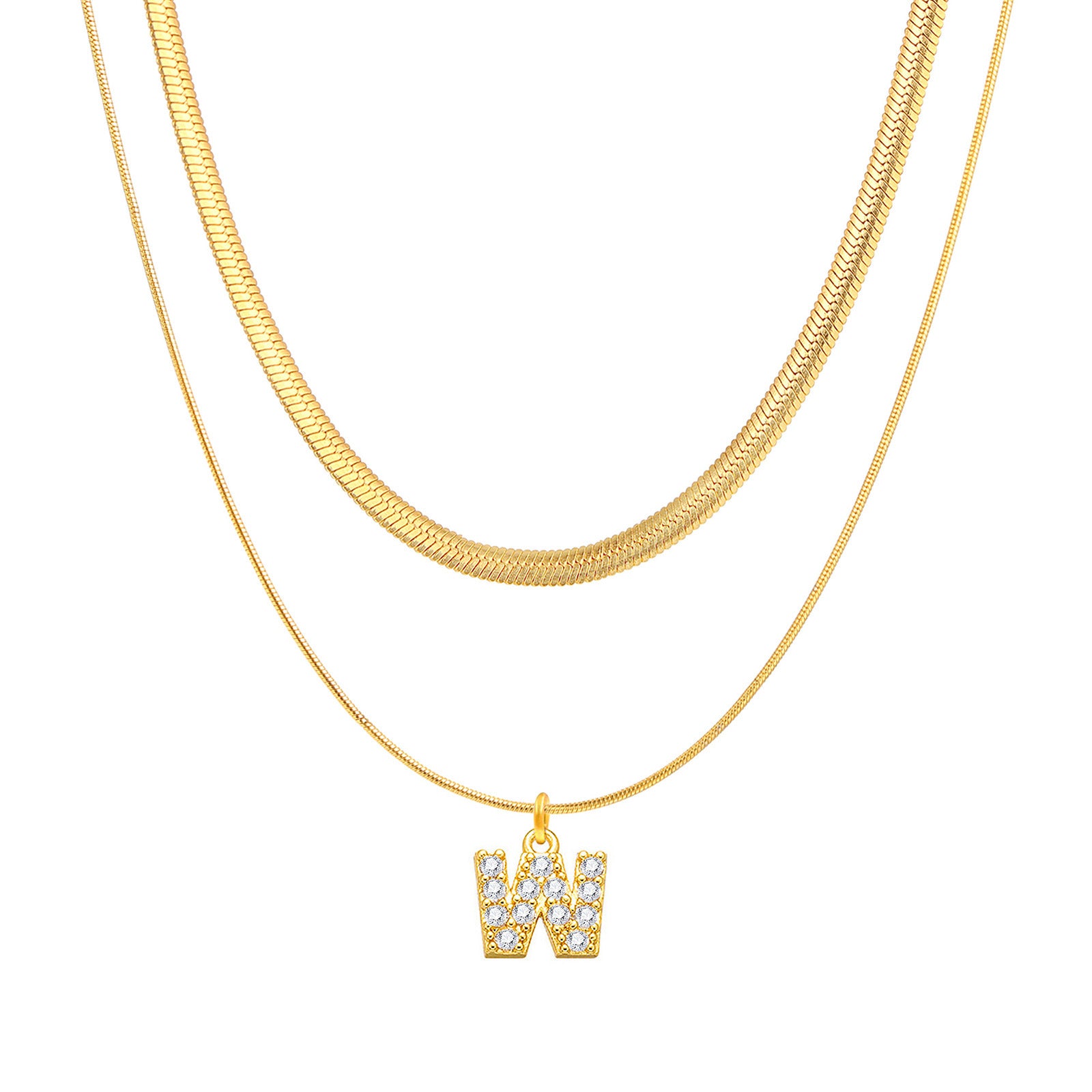 Initial Herringbone Necklace