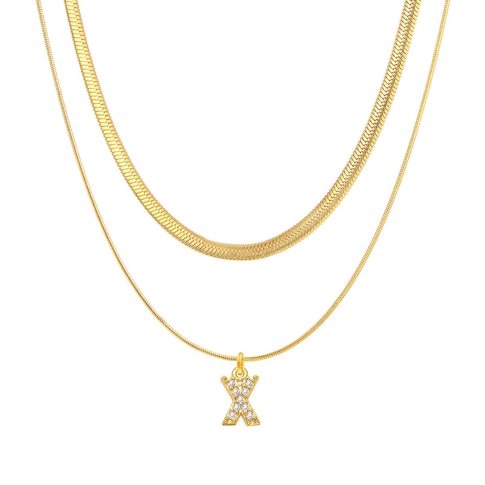 Initial Herringbone Necklace