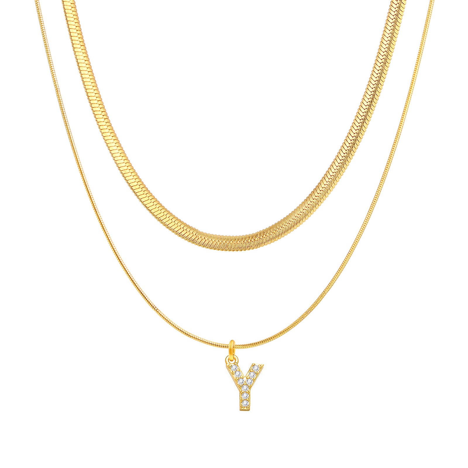 Initial Herringbone Necklace