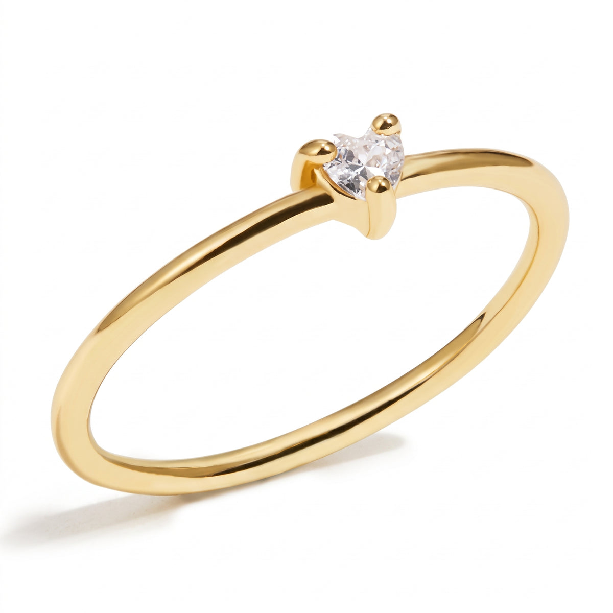 Lelice gold heart crystal solitaire ring Aimée on a white background