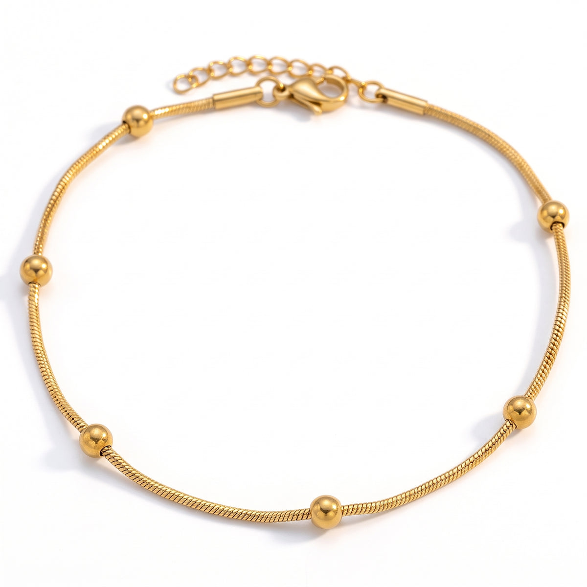 Lelice Amara Beaded Glow Anklet in gold on a white background