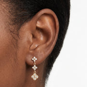 Close-up of the Lelice Ambre Glow Earrings in gold on the ear