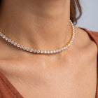 Close-up of the Amira Crystal Choker resting on the skin