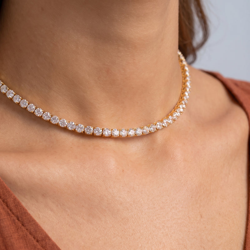Close-up of the Amira Crystal Choker resting on the skin