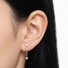 Close-up of the Lelice Andromeda Drop Earrings in gold on the ear