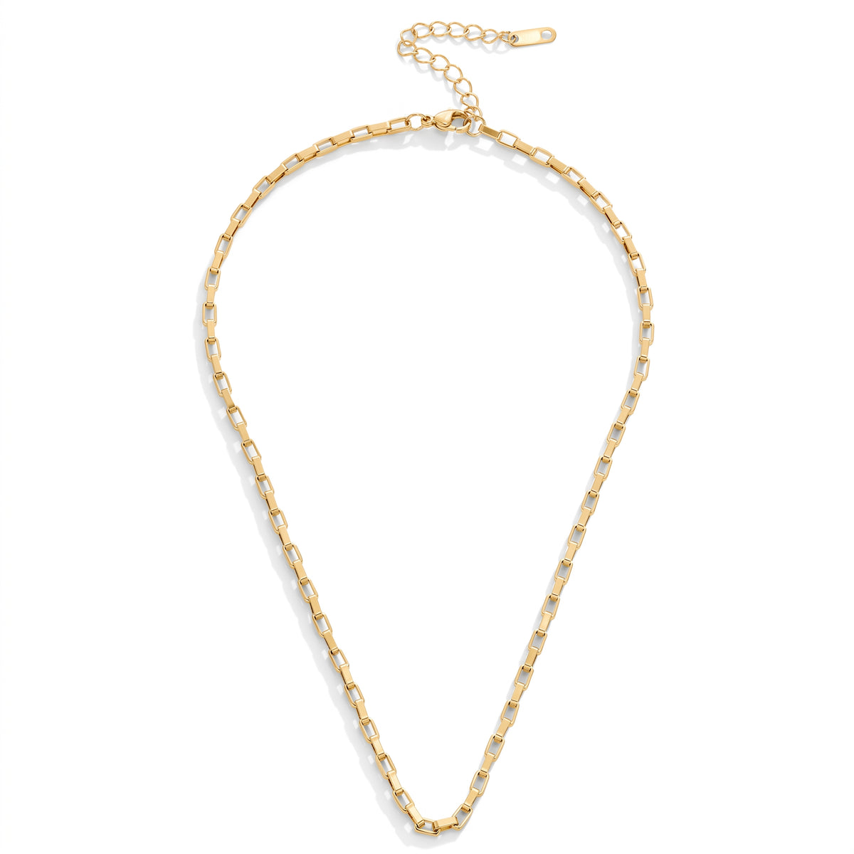 Lelice gold box chain necklace Aurélie on a white background