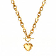 Lelice Bea Chunky Heart Necklace in gold on a white background