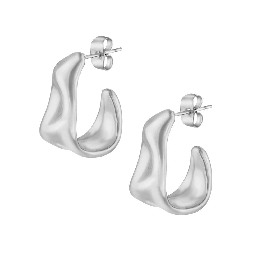 Maya Ripple Silver Hoops