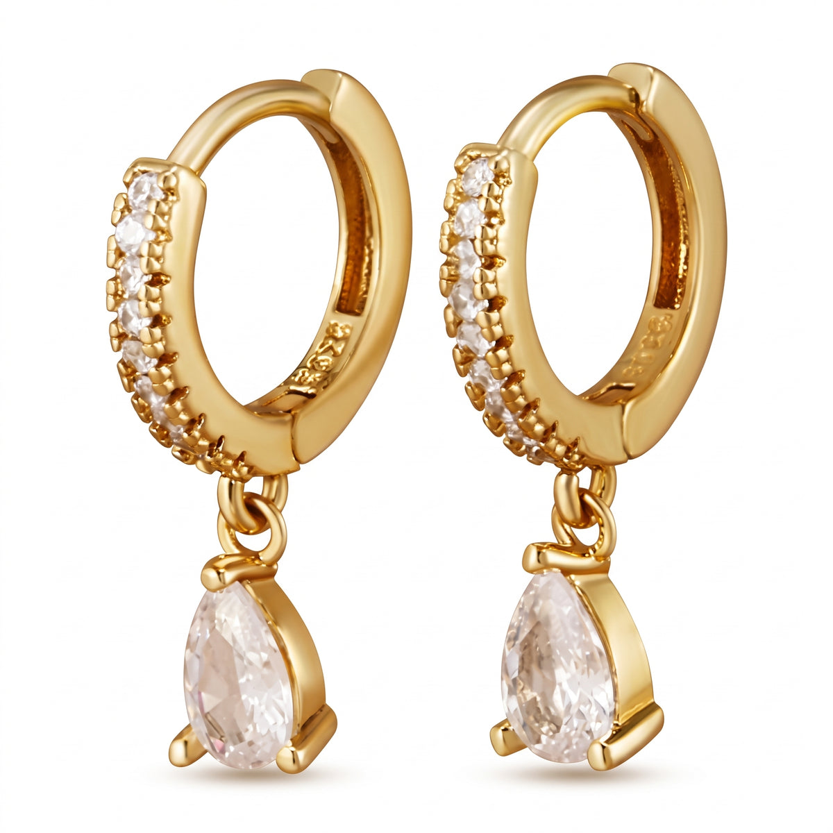 Lelice Céleste Sparkle Hoops in gold on a white background