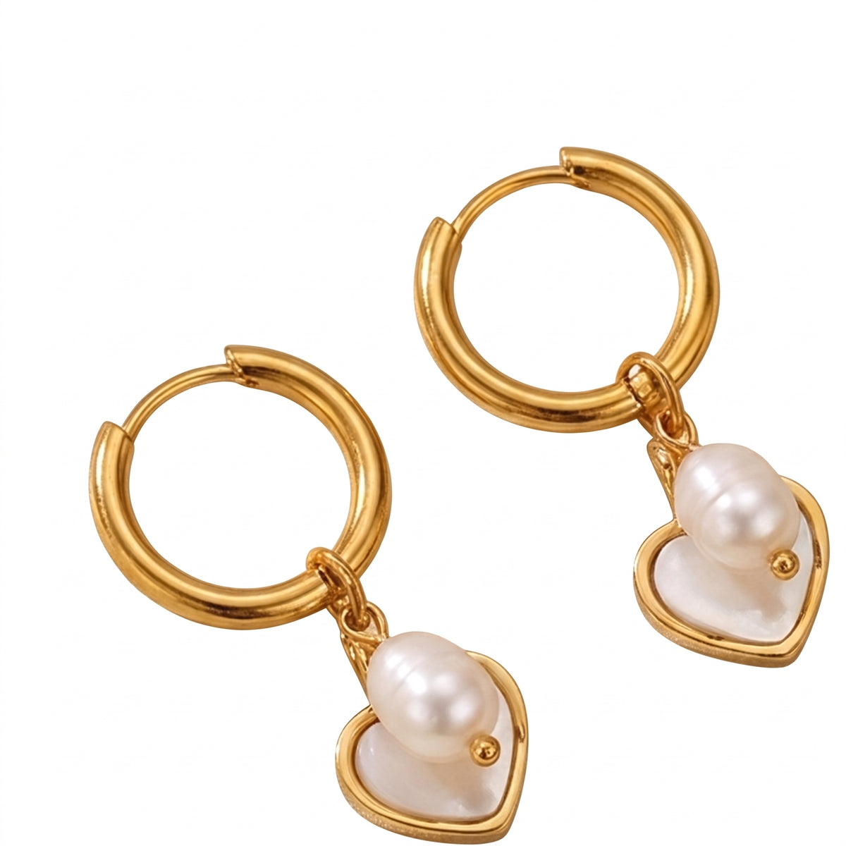 Lelice Cleo Pearl Hoops in gold on a white background