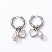 Lelice Cleo Pearl Silver Hoops on a white background