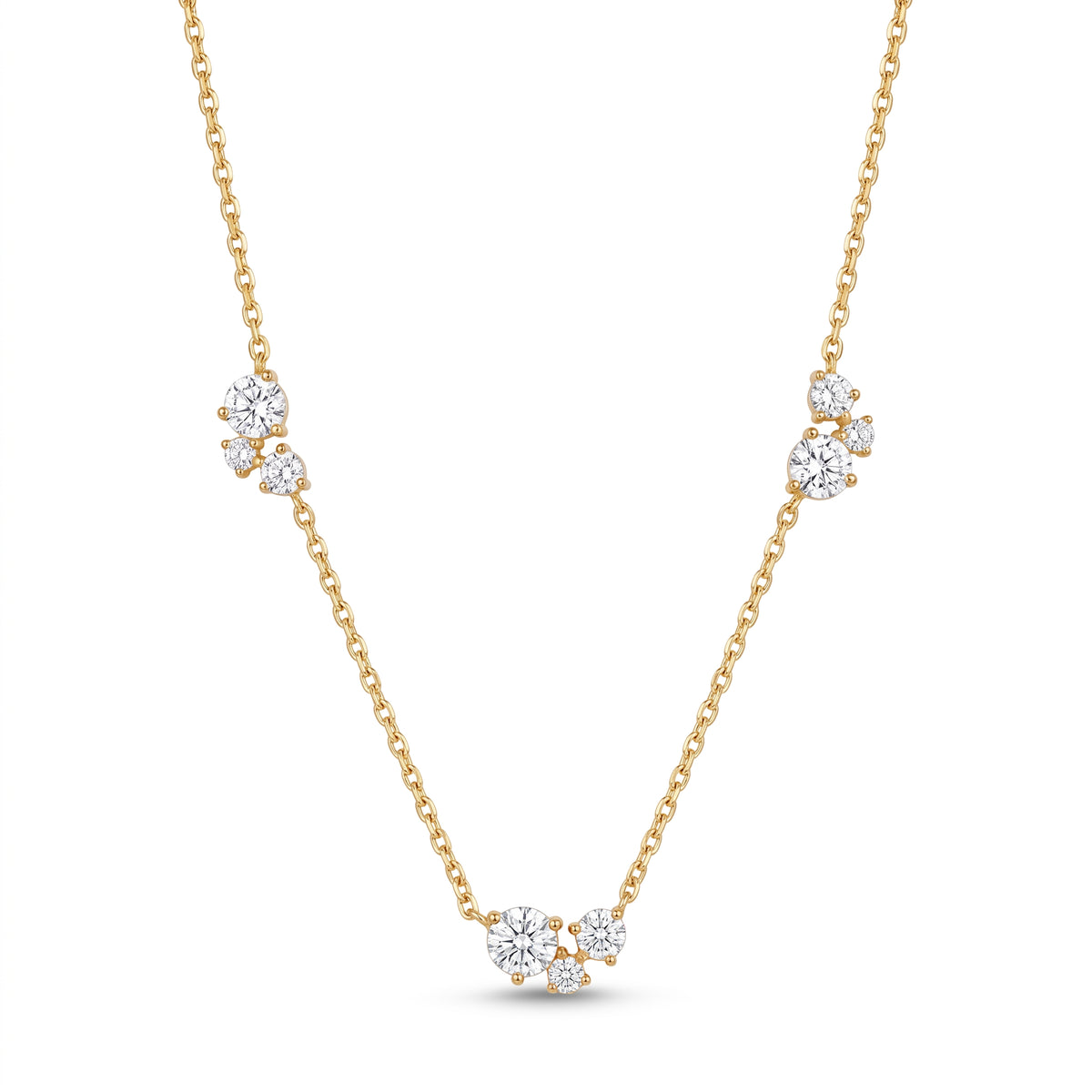 Lelice Constance Crystal Station Necklace in gold on a white background
