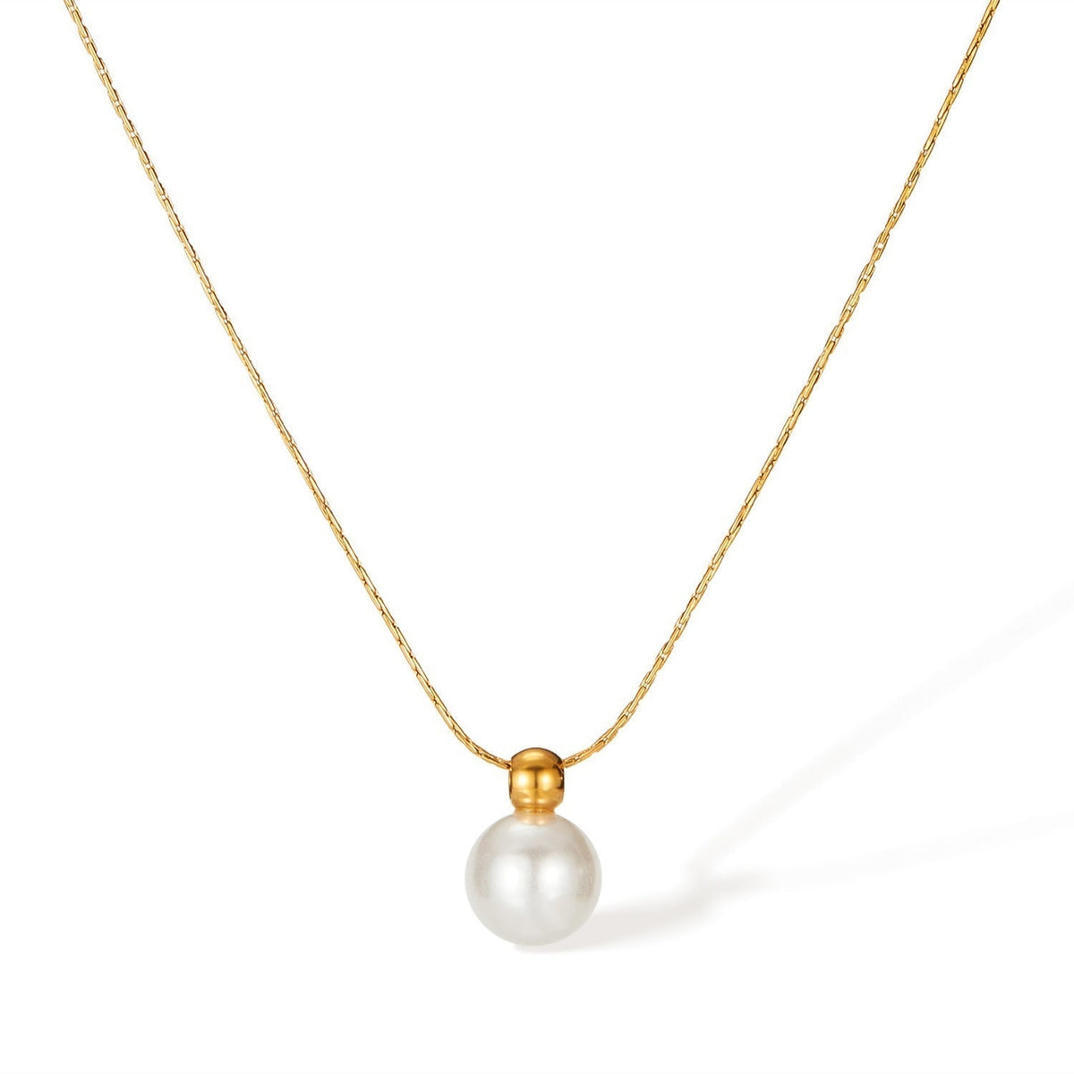 Lelice Cora Pearl Drop Necklace in gold on a white background