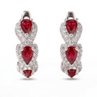 Lelice Crimson Ruby Hoops in silver on a white background