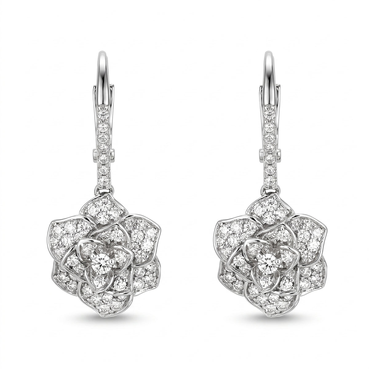 Lelice Crystal Rosette Silver Earrings on a white background