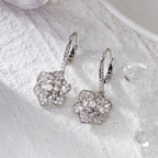 Crystal Rosette Silver Earrings