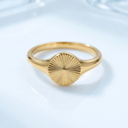 Astra Gold Sunburst Engraved Signet Ring