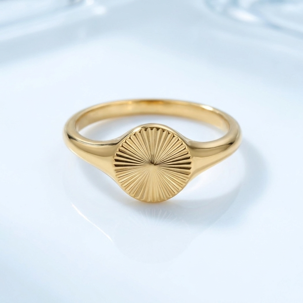 Astra Gold Sunburst Engraved Signet Ring