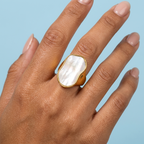 Lune Chunky Gold Mother of Pearl Statement Ring