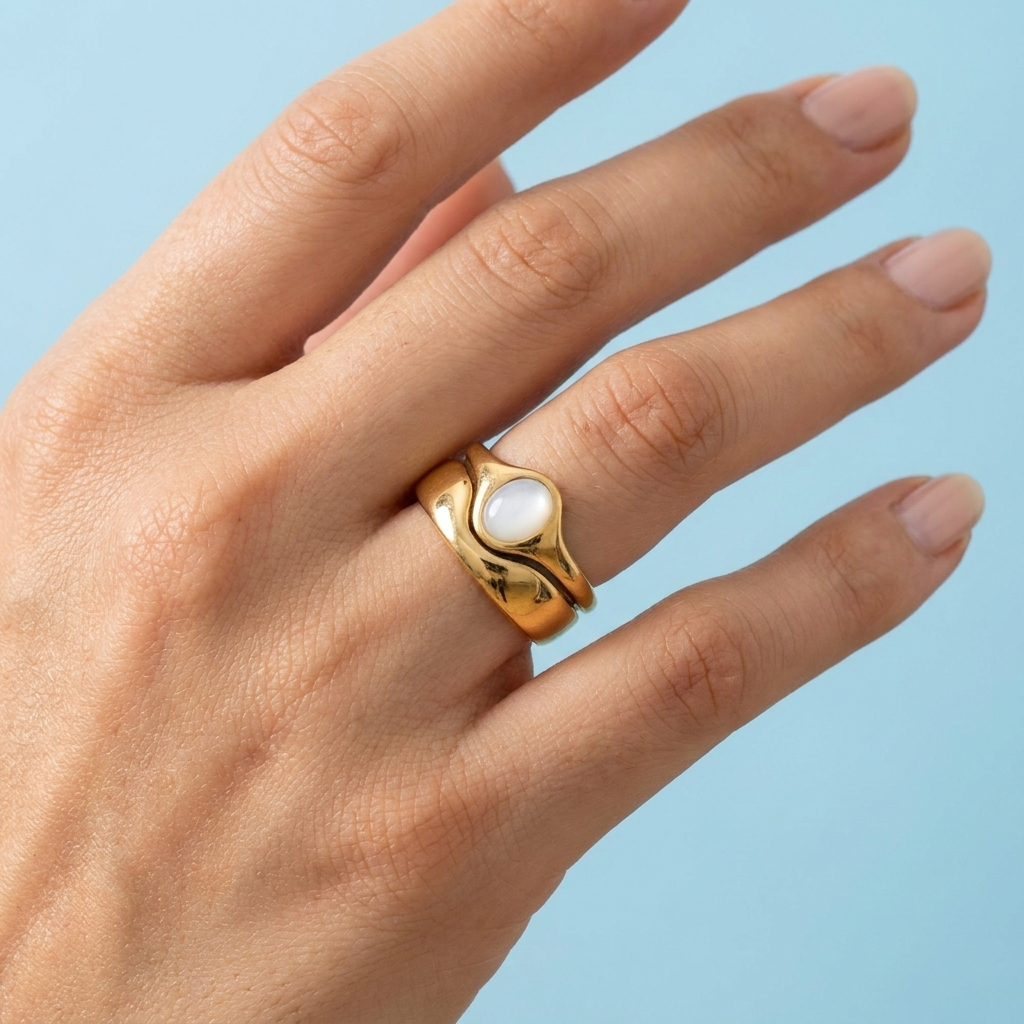 Fluid Pearl Statement Ring