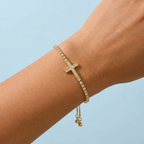 Agnès Gold Sideways Cross Bracelet