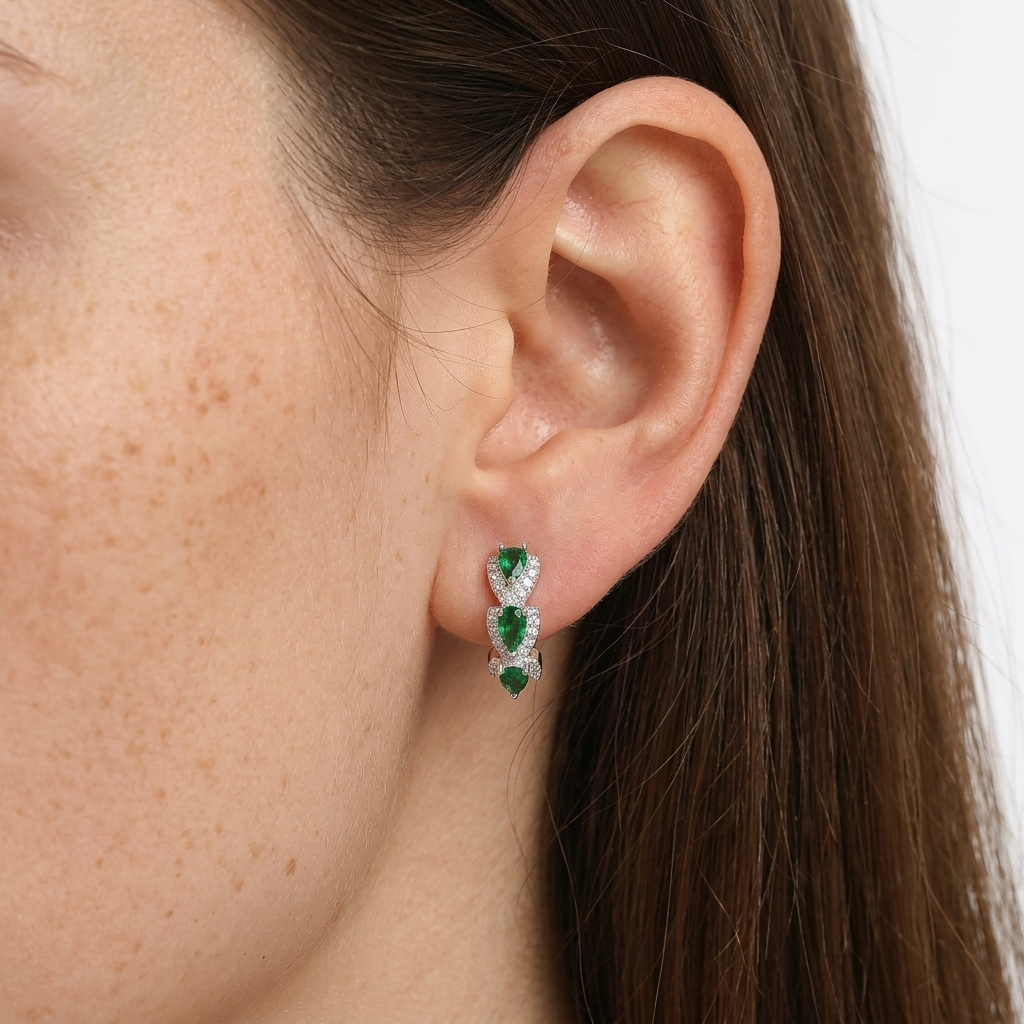 Forest Emerald Hoops