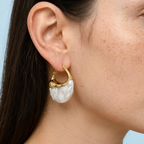 Perla Gold Baroque Pearl Chunky Hoop Earrings