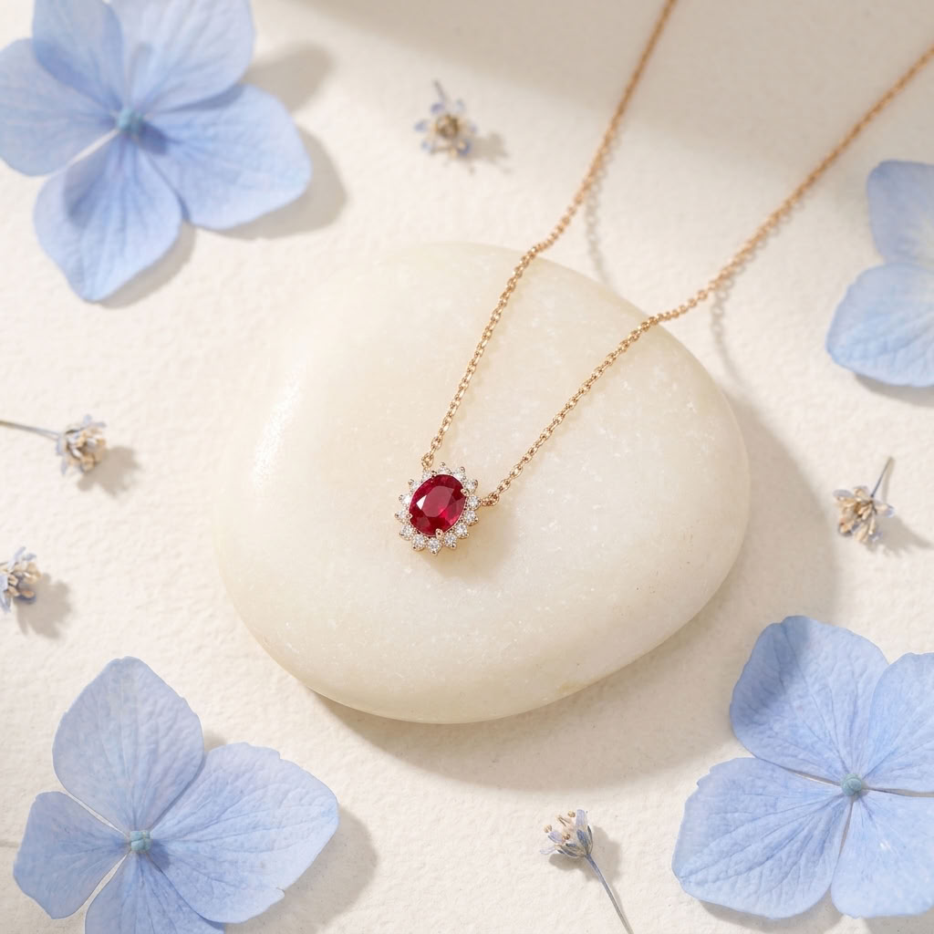 Cécile Red Halo Necklace