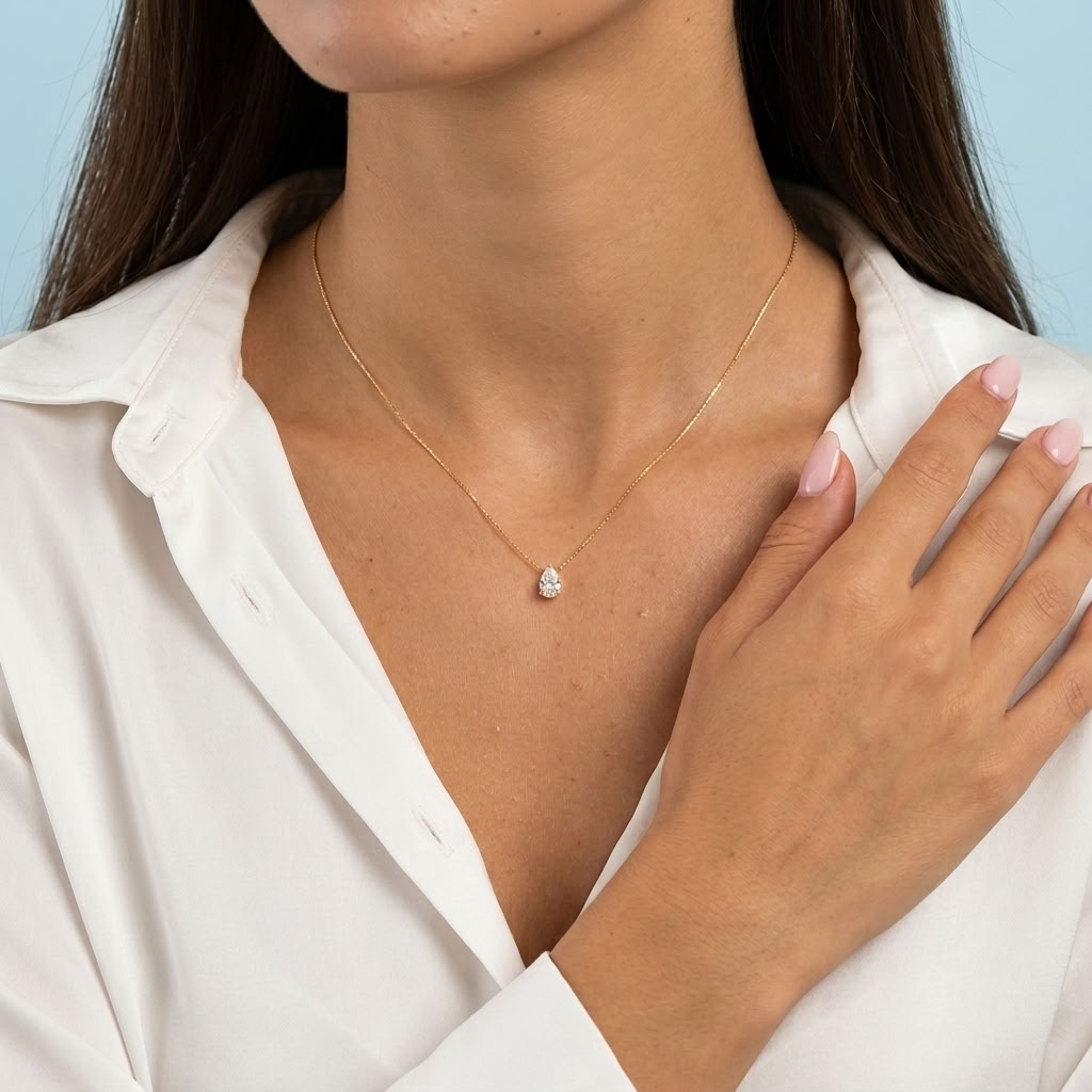 Dainty Pear Drop Gold Necklace