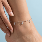 Silver Clover Charm Anklet