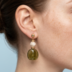 Amara Green Marbled Acrylic Statement Drop Earrings