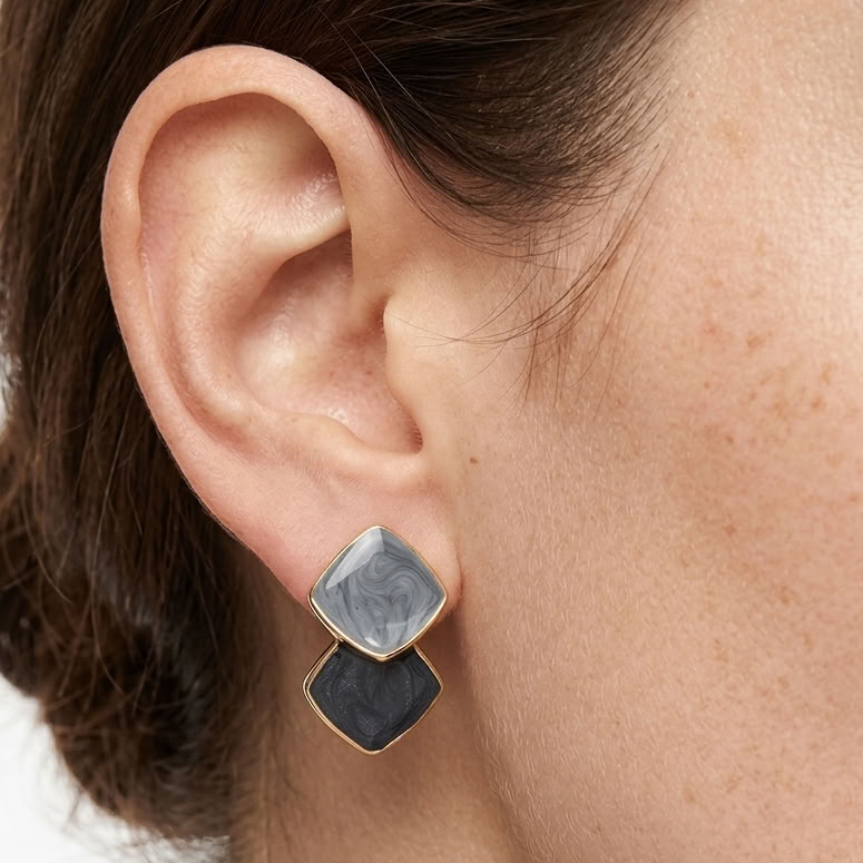 Ondine Blue Marbled Earrings