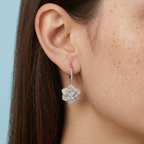Crystal Rosette Silver Earrings