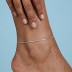 Jade Sleek Silver Anklet