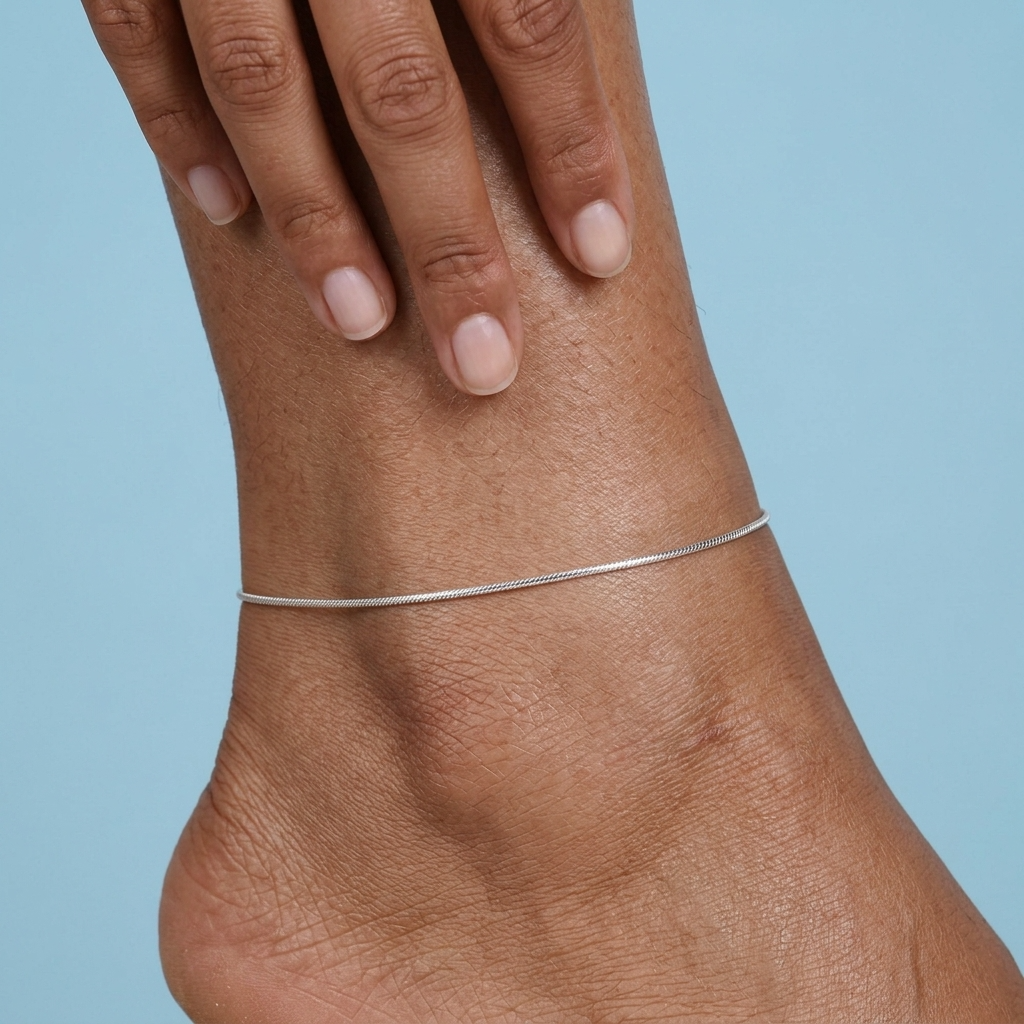 Jade Sleek Silver Anklet