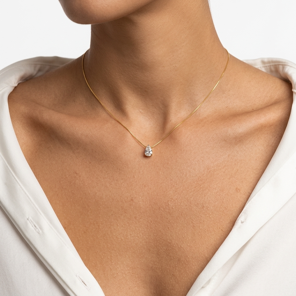Dainty Pear Drop Gold Necklace
