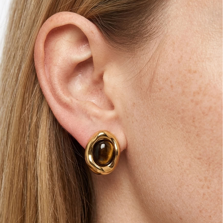 Corinne Tiger's Eye Studs